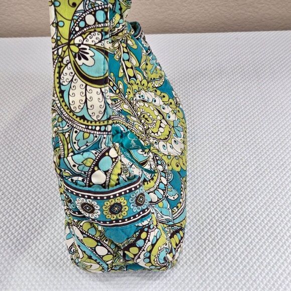 Vera Bradley Peacock Blue Green Paisley Shoulder Bag Glasses Pouch - Picture 5 of 8